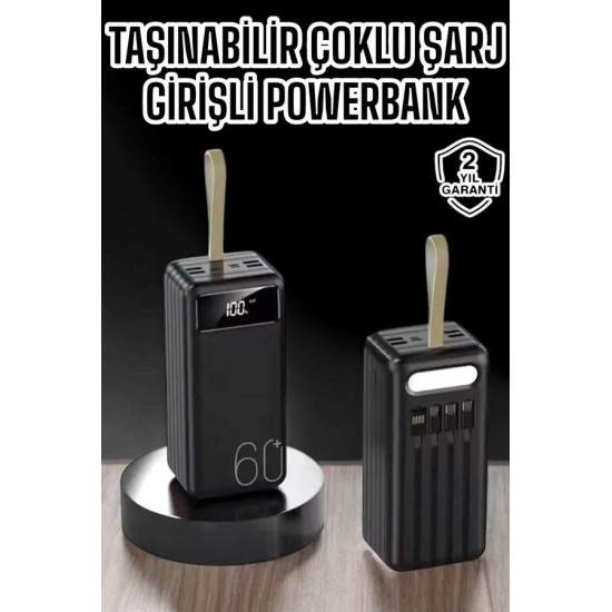 Powerbank 60.000 Mah Taşınabilir Şarj Hızlı El Fenerli Dijital Gösterg