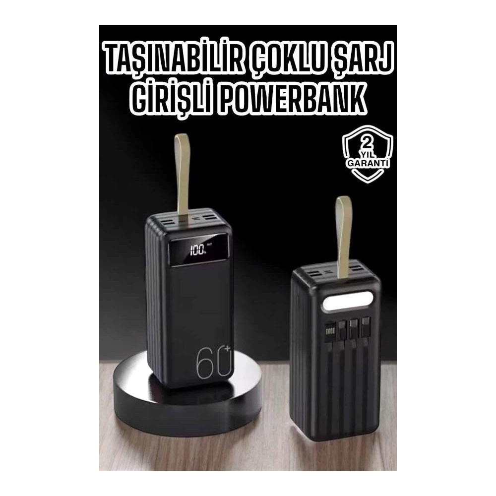 Powerbank 60.000 MAH 4 Portlu Uzun Şarj Süreli Dijital Göstergeli