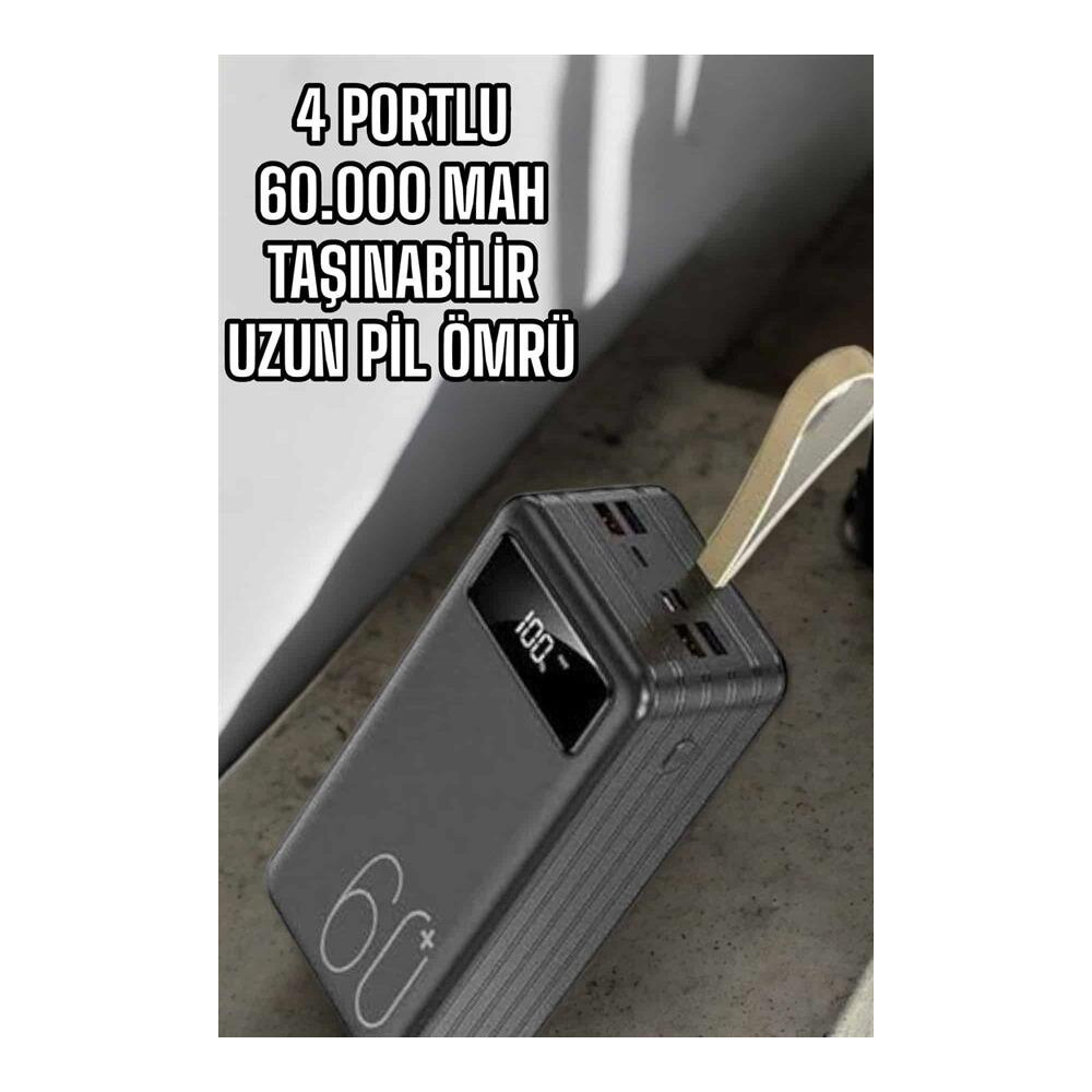 Powerbank 60.000 MAH Dijital Göstergeli 4 Portlu Taşınabilir