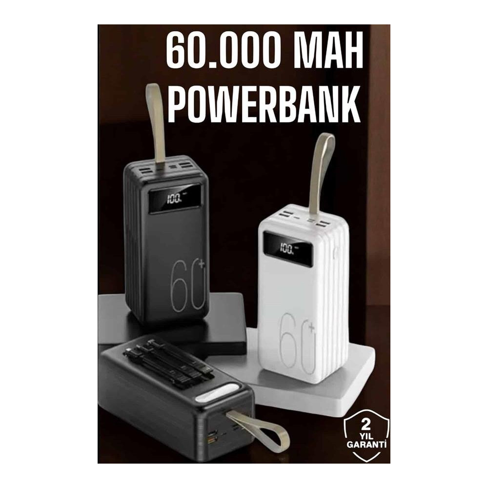 Powerbank 60.000 MAH Dijital Göstergeli 4 Portlu Taşınabilir