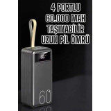 Powerbank 60.000 Mah Hızlı Şarj 4 Çıkışlı Uzun Şarj Süreli Dijital Gös