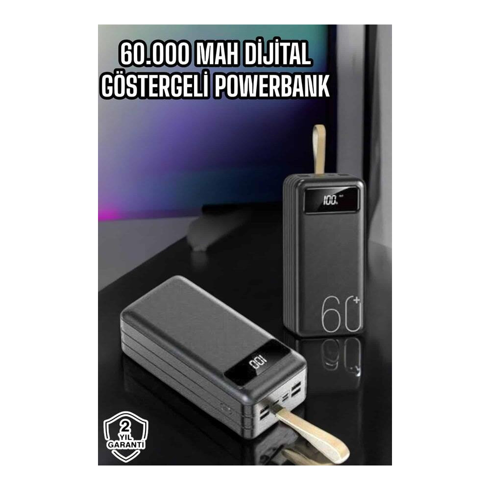 Powerbank 60.000 Mah Hızlı Şarj 4 Çıkışlı Uzun Şarj Süreli Dijital Gös