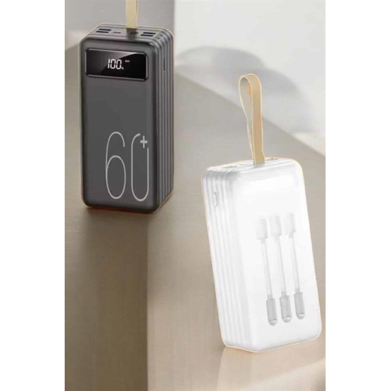 Powerbank 60.000 Mah Hızlı Şarj 4 Çıkışlı Uzun Şarj Süreli Dijital Gös