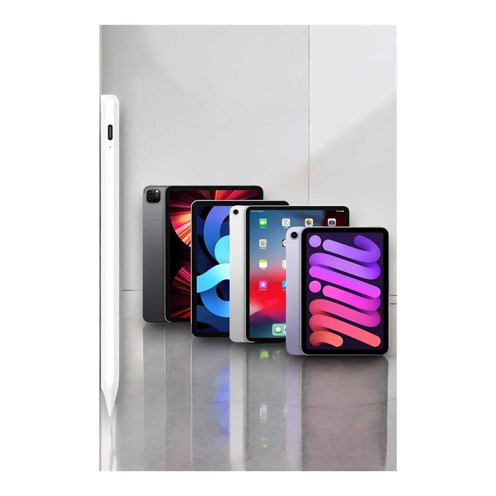 Dokunmatik Kalem Beyaz Şarjlı Yedek Uçlu Android ve İOS Uyumlu
