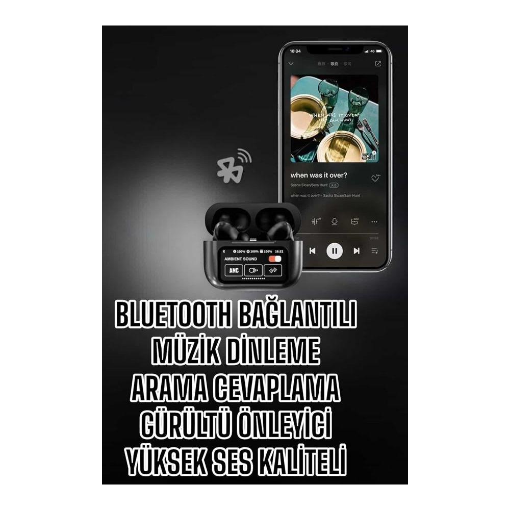 Yeni Nesil Bluetooth Kulaklık Ekranlı Yüksek Ses Kaliteli Uzun Şarj Sü