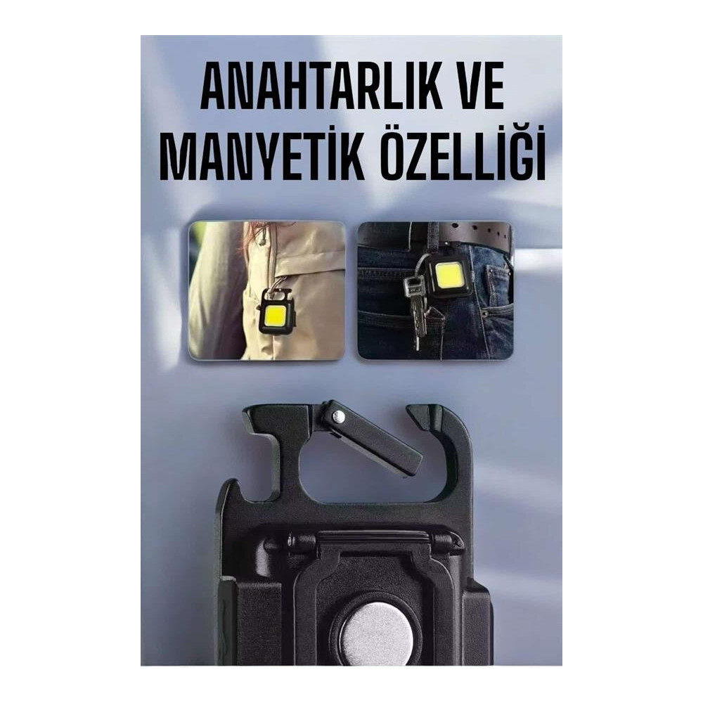 Anahtarlık Çok Amaçlı Mıknatıslı Taşınabilir Işık Led Şarjlı