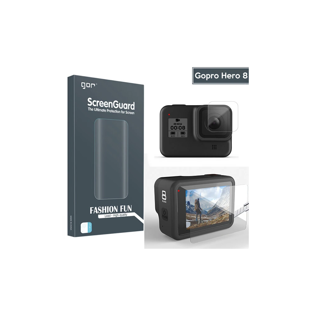 GOR Gopro Hero 8 2in1 Darbe Emici Ekran Koruyucu 2 SET