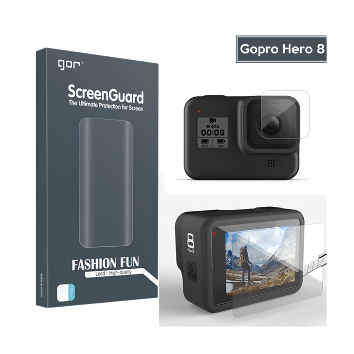 GOR Gopro Hero 8 2in1 Darbe Emici Ekran Koruyucu 2 SET