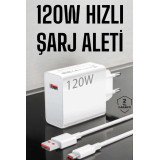 120W Şarj Aleti Hızlı Çift Turbo Şarj Aleti Seti Beyaz