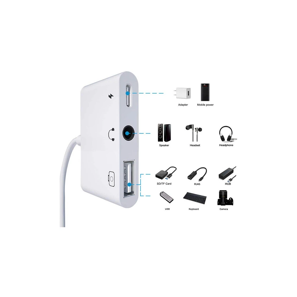 3in1 İPhone-İPAD lightning To Kulakılık ve Usb Kamera Okuyucu Otg