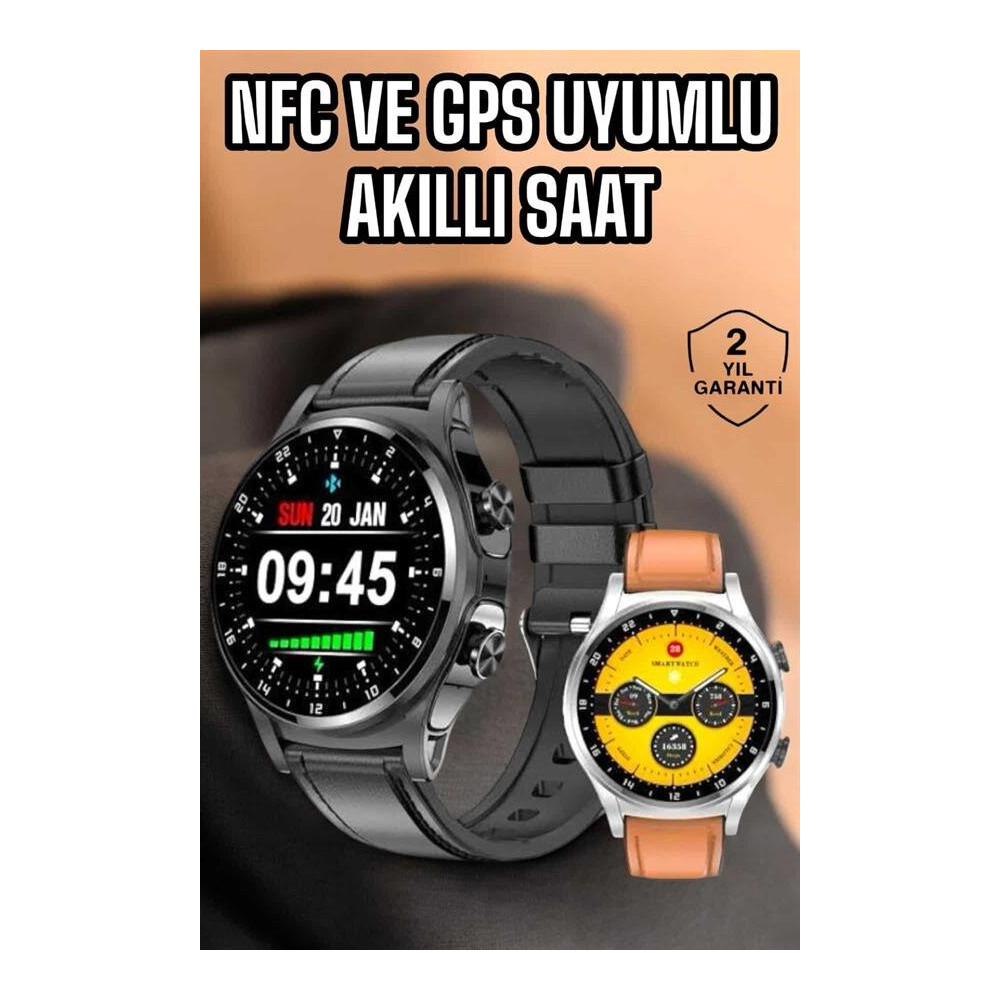Akıllı Saat Titreşimli Pusula Nabız ve Tansiyon Ölçer NFC Uyumlu