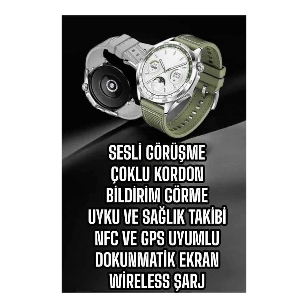 Akıllı Saat Metal Kordonlu Tam Ekran AMOLED – Arama ve Sağlık Takip Öz