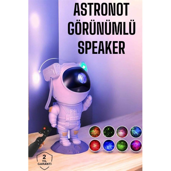 Astronot Projeksiyon Lambası Bluetooth Müzikli ve Uzaktan Kumandalı