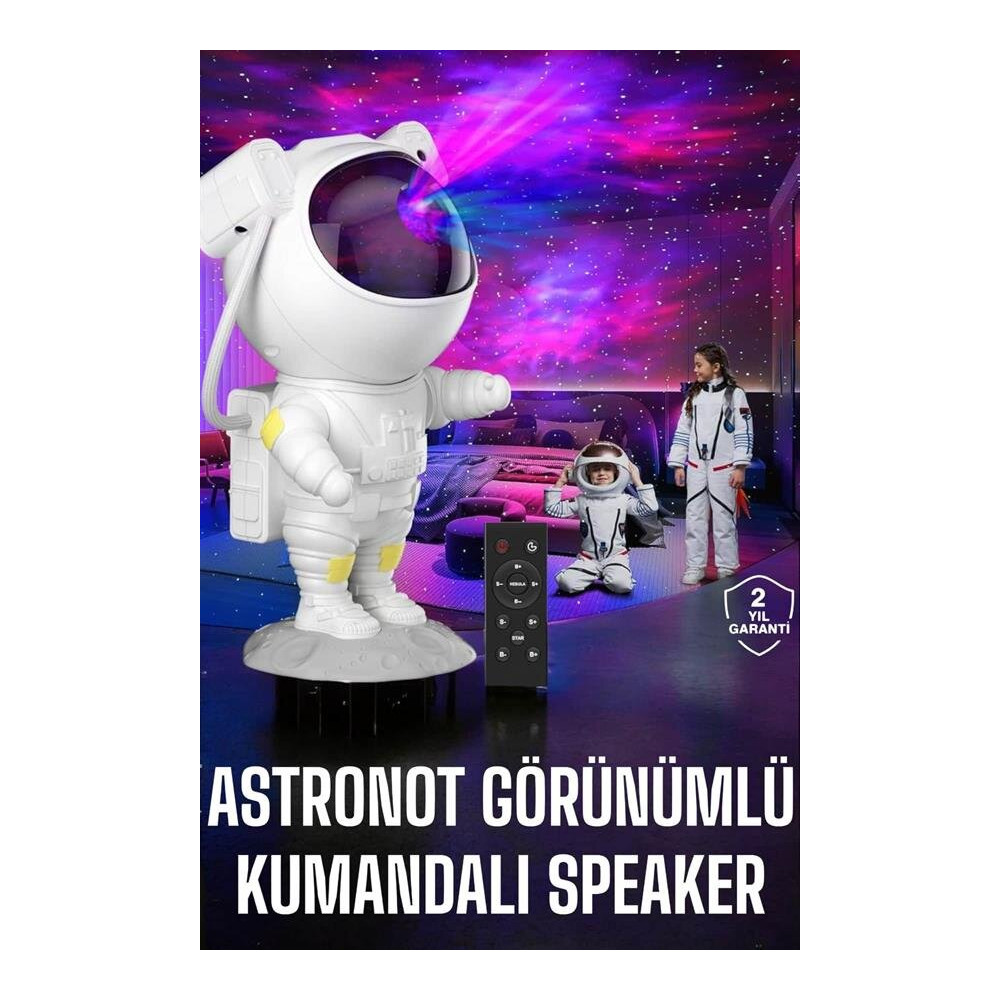 Çocuklara Özel Projeksiyon Astronot Lamba Speaker Sevimli