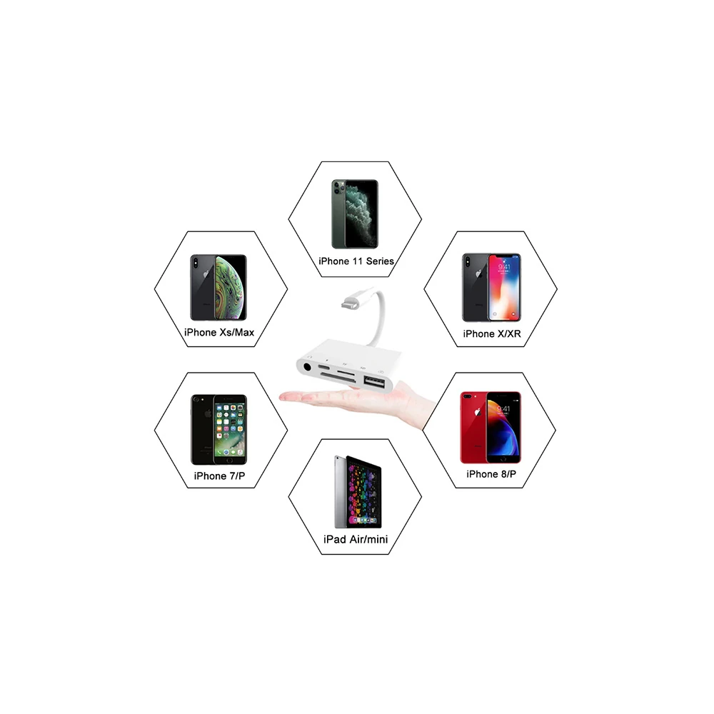 ALLY 5in1 İPhone-İPad lightning To Audio Usb Kamera Okuyucu