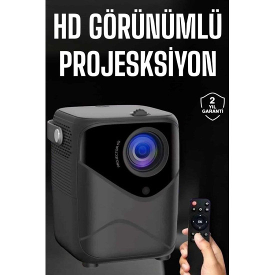 Taşınabilir 1080P HD Akıllı Projektör – 64GB Dahili Hafıza 2GB RAM Uza