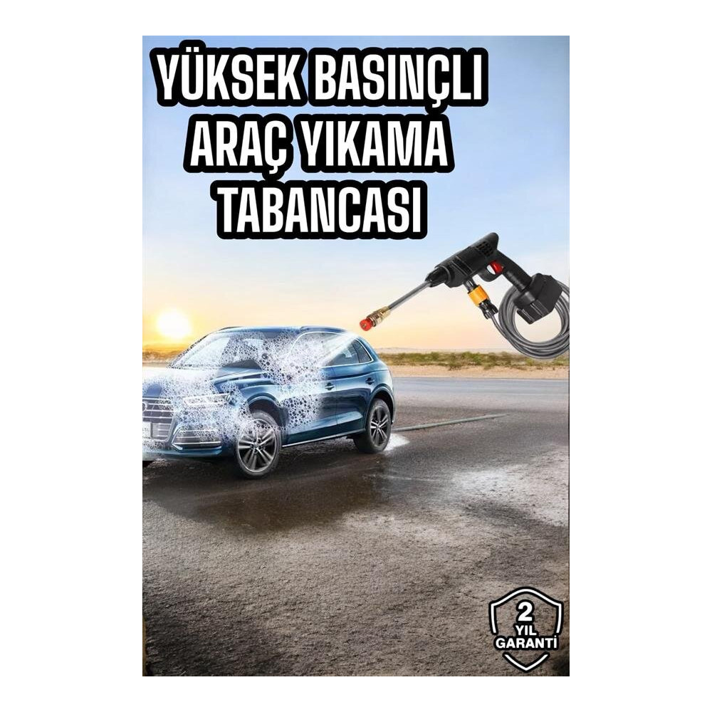 Bahçe ve Araba Yıkama Tabancası Su Basınçlı Hazneli Bataryalı Oto Yıka