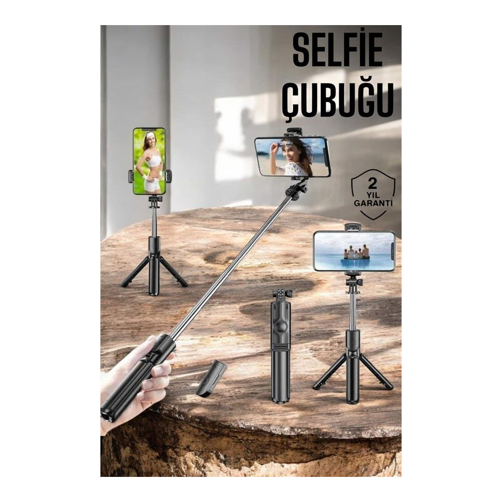 Kumandalı Tripod Telefon Tutucu Selfie Çubuğu 360 Derece Dönebilen