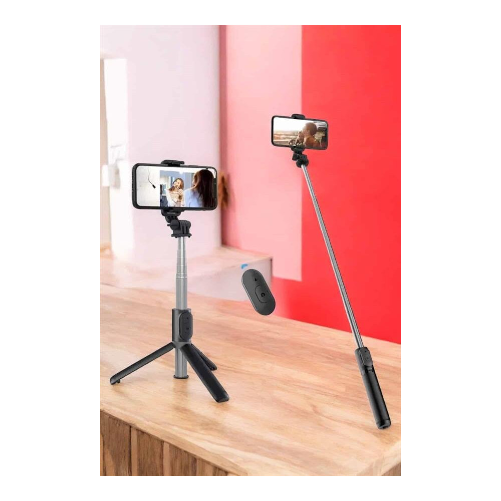 Kumandalı Tripod Telefon Tutucu Selfie Çubuğu 360 Derece Dönebilen