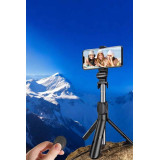 Selfie Çubuğu Tripod Kumandalı Telefon Tutucu Siyah