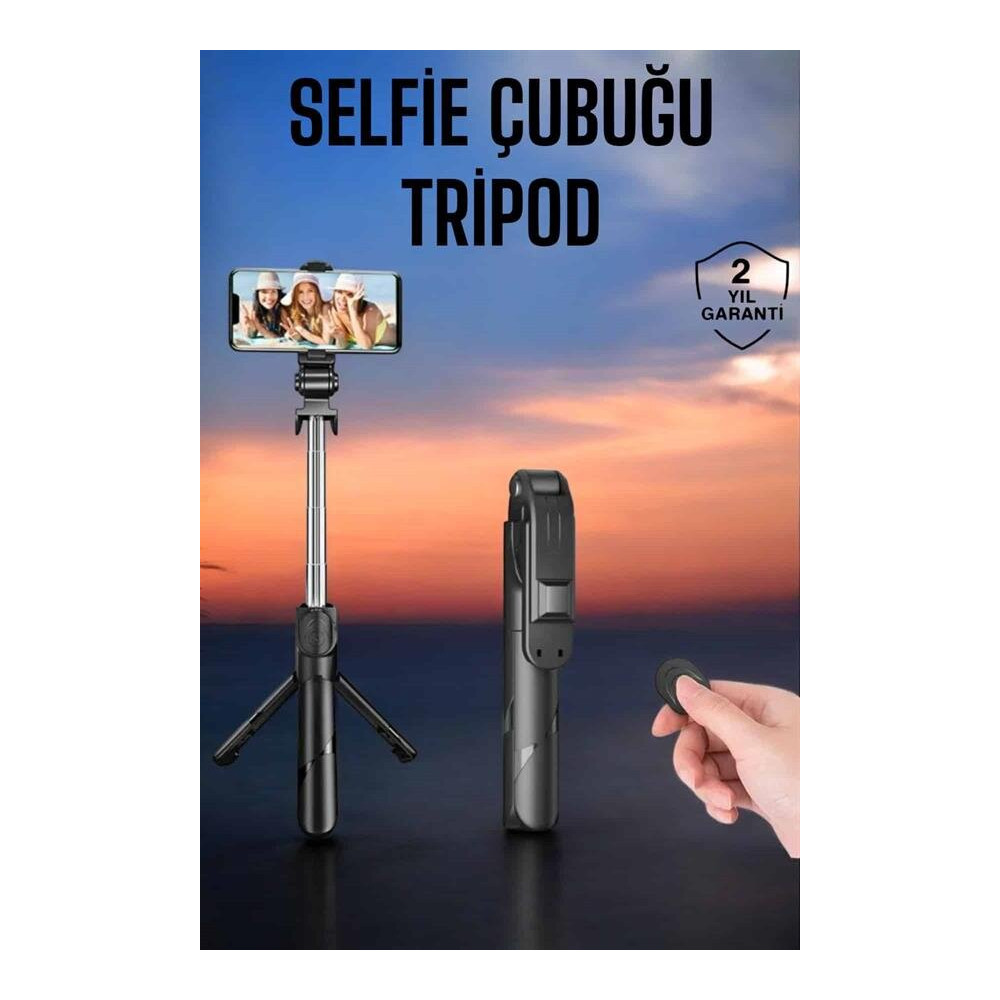 Bluetooth Selfie Çubuğu – 360° Dönebilen Başlık Kablosuz Bağlantı