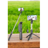 Tripod Kablosuz Bluetooth Bağlantılı Selfie Çubuğu 360 Derece Dönebile