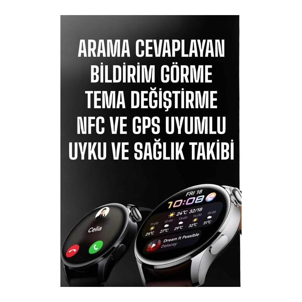 Akıllı Saat Bildirim Görme Amoled Ekran GPS Uyumlu Sesli Görüşme