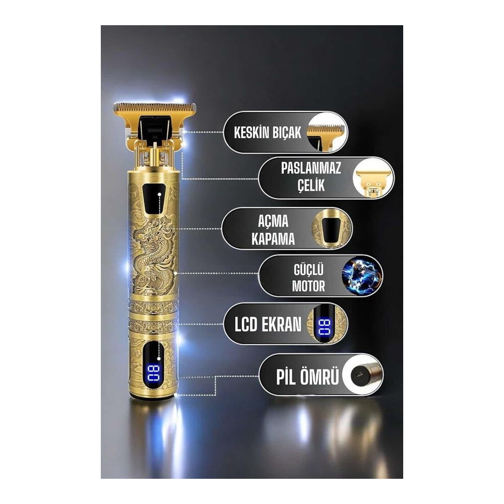 Tıraş Makinesi Şarjlı Profesyonel Saç Kesme Makinesi Gold Çizik Tıraş