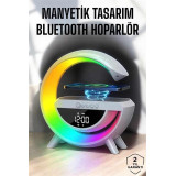 RGB Gece Lambalı Kablosuz Şarj Cihazlı Bluetooth Hoparlör Dijital Saat
