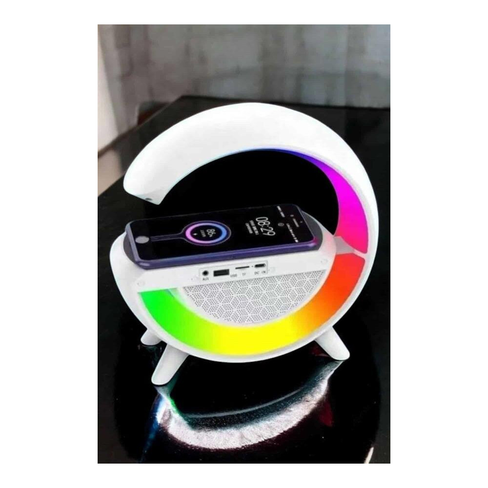 RGB Gece Lambalı Kablosuz Şarj Cihazlı Bluetooth Hoparlör Dijital Saat