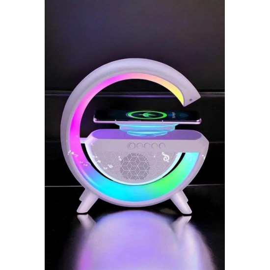 RGB Gece Lambalı Kablosuz Şarj Cihazlı Bluetooth Hoparlör Dijital Saat