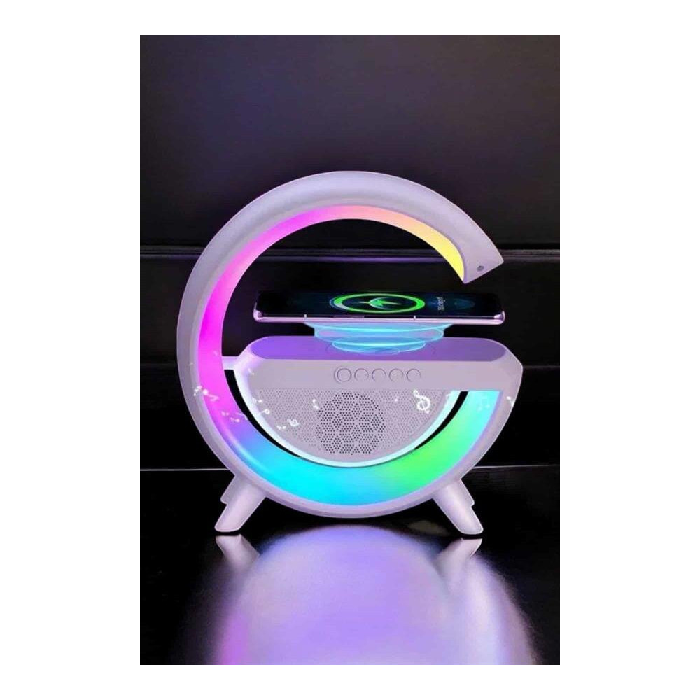 RGB Gece Lambalı Kablosuz Şarj Cihazlı Bluetooth Hoparlör Dijital Saat