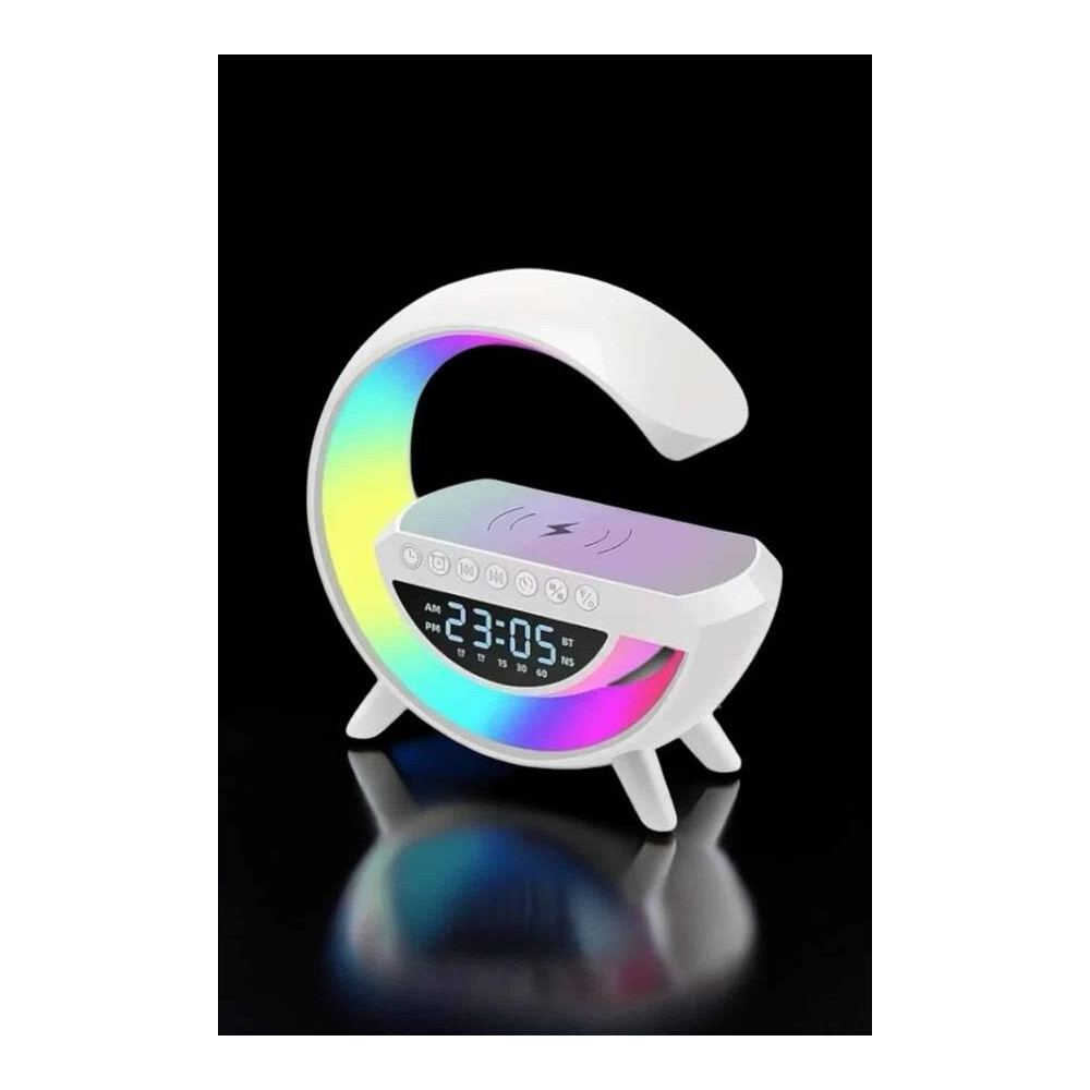 RGB Gece Lambalı Kablosuz Şarj Cihazlı Bluetooth Hoparlör Dijital Saat