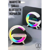 Bluetooth Hoparlör 15W Kablosuz Hızlı Şarj LED Gece Lambası