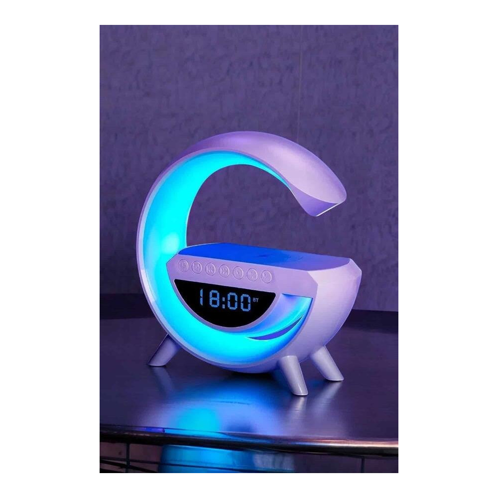 Bluetooth Hoparlör 15W Kablosuz Hızlı Şarj LED Gece Lambası