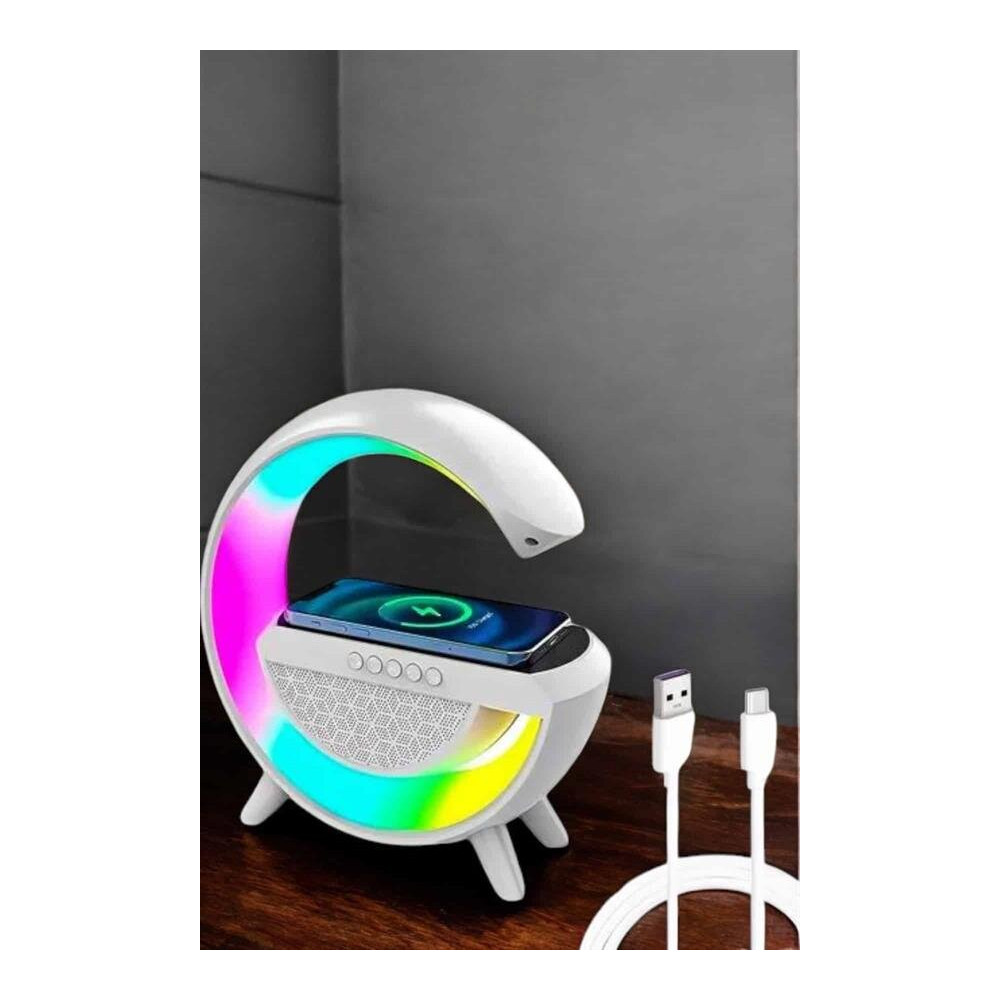 Bluetooth Hoparlör 15W Kablosuz Hızlı Şarj LED Gece Lambası