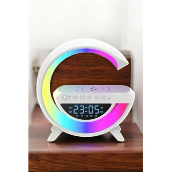 Bluetooth Hoparlör 15W Kablosuz Hızlı Şarj LED Gece Lambası