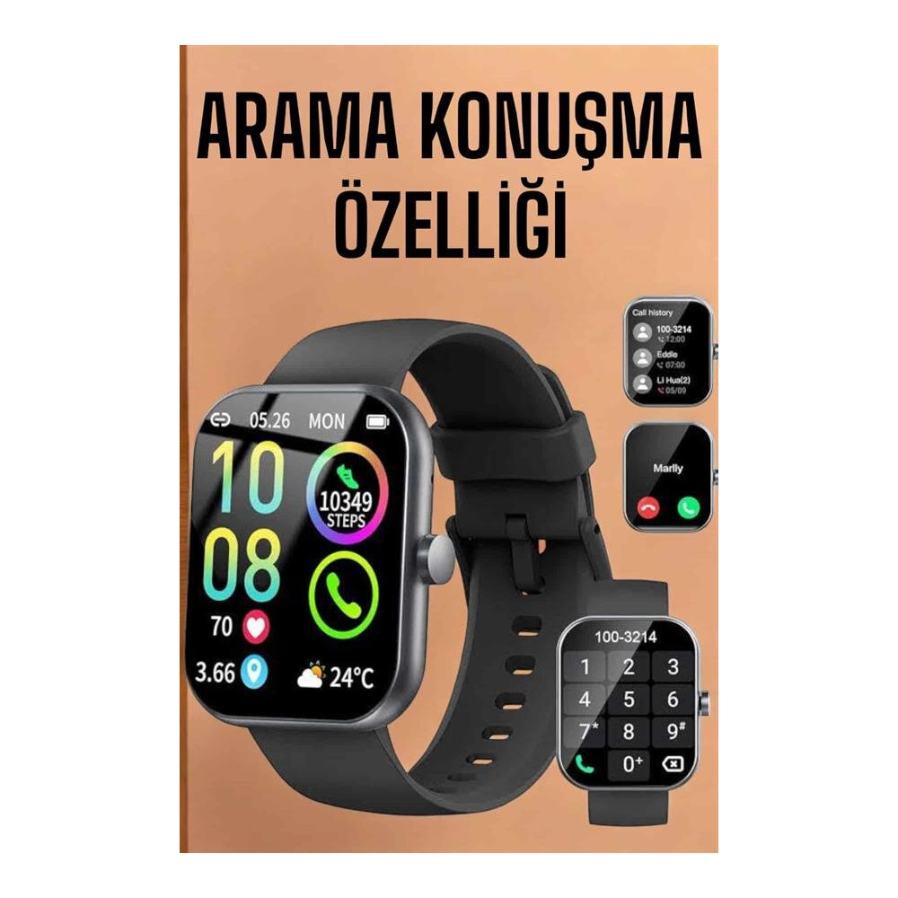 Akıllı Saat Tema Değiştirme Bluetooth Bağlantılı Arama Cevaplayan