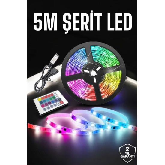 Led Işık 5 Metre Şerit Led RGB Işıklı