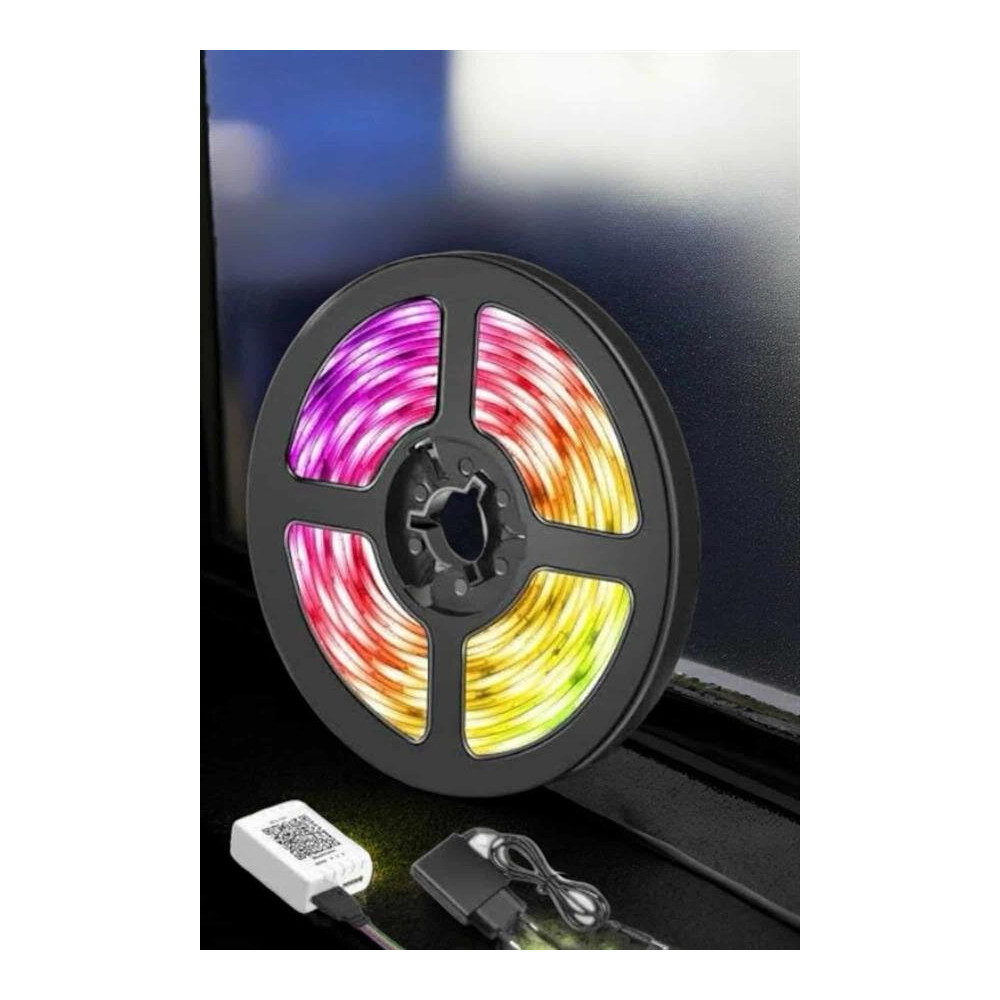 5 Metre Şerit Led RGB Işıklı Kumandalı Güç Adaptörü Her Ortama Uygun