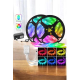 5 Metre Şerit Led RGB Işıklı Kumandalı Güç Adaptörü Her Ortama Uygun