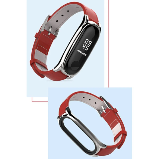 Mijobs Xiaomi Mi Band 5-4 Pu Deri Kayış Kordon