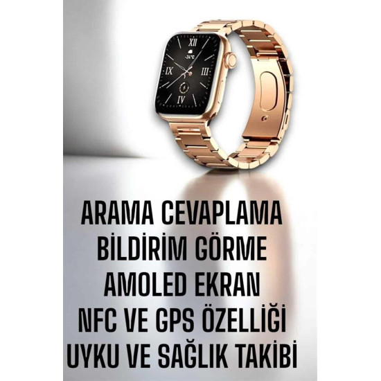 Akıllı Saat 3 Kordonlu Ve Aksesuarlı Bayanlar Için Şık Rose renk
