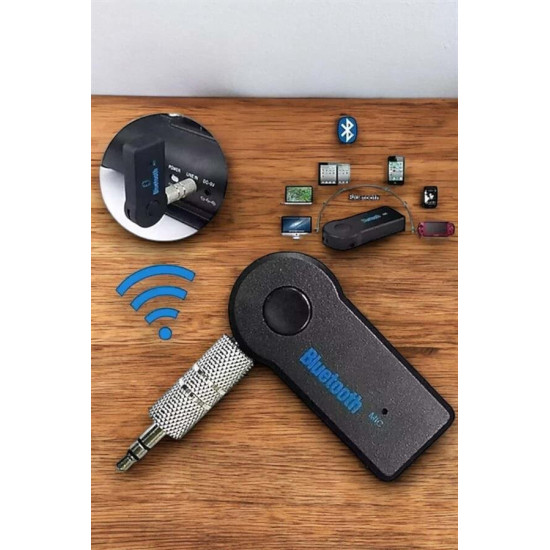 Tüm Cihazlara Uyumlu Bluetooth Aux Araç Kiti Siyah