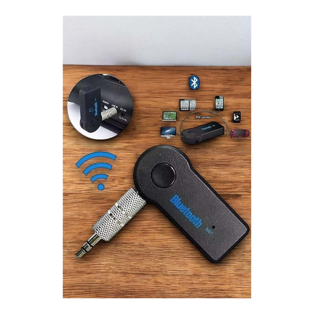Tüm Cihazlara Uyumlu Bluetooth Aux Araç Kiti Siyah