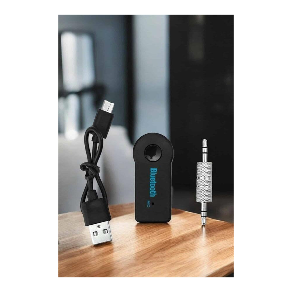 Kablosuz Bluetooth Aux Araç Kiti Siyah Hafıza Kartlı