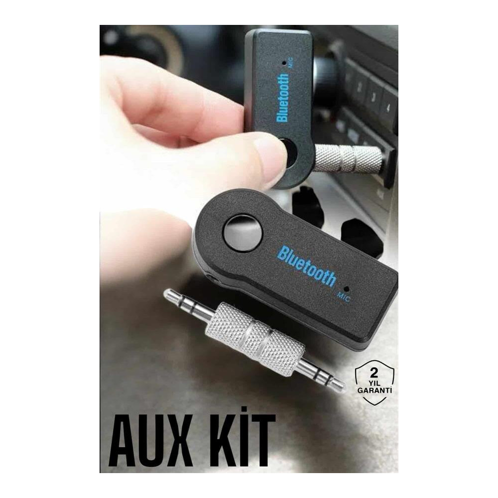 Kablosuz Bluetooth Aux Araç Kiti Siyah Hafıza Kartlı