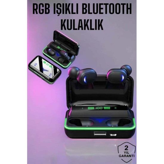 Extra Bass Kablosuz Kulaklık Işıklı Bluetooth Kulaklık Powerbank Özell
