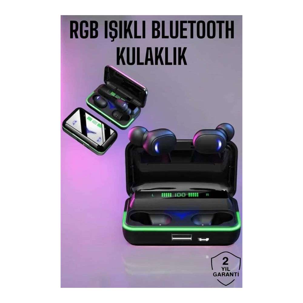 Powerbank Özellikli Kablosuz Bluetooth Kulaklık RGB Işıklı