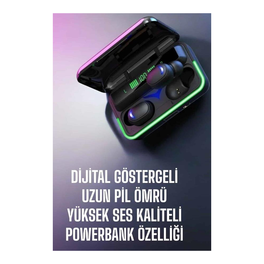 Powerbank Özellikli Kablosuz Bluetooth Kulaklık RGB Işıklı